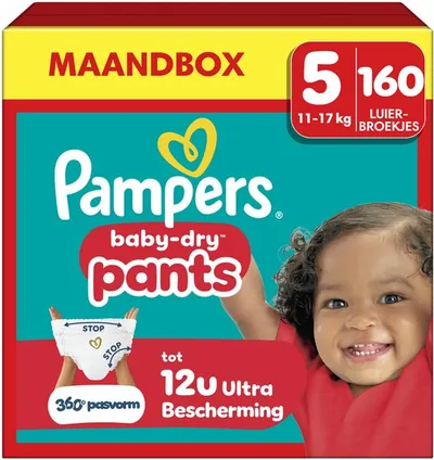 Pampers Baby-Dry Pants Luierbroekjes Maat 5 - 160 Luierbroekjes - 11kg-17kg - Maandbox