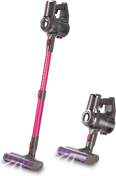 Swiss Pro+ snoerloze steelstofzuiger V12 - Dyson look steelstofzuiger- steelstofzuigers steelstofzuiger draadloos met kruimelzuiger turbo stand led verlichting in mondstuk sterke zuigkracht draadloos 