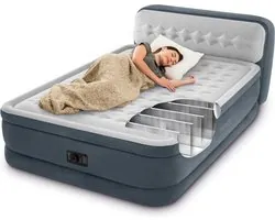 Intex luchtbed Ultra Plush met hoofdbord - 2 persoons - 152 x 236 x 86 cm - grijs - met ingebouwde pomp (incl. Reparatiekit)